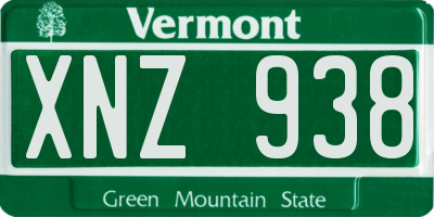 VT license plate XNZ938
