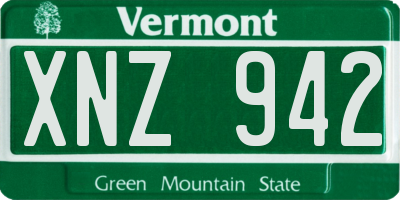 VT license plate XNZ942