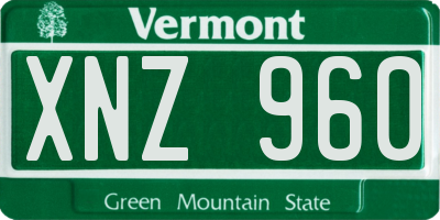 VT license plate XNZ960