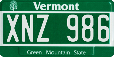 VT license plate XNZ986