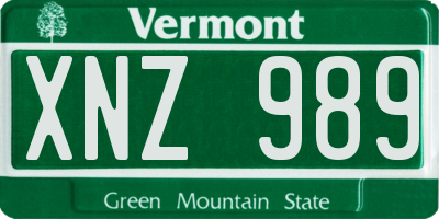 VT license plate XNZ989