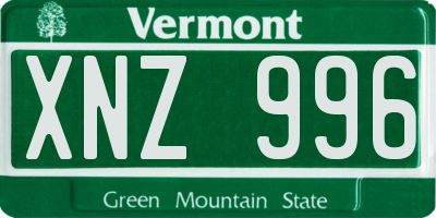 VT license plate XNZ996