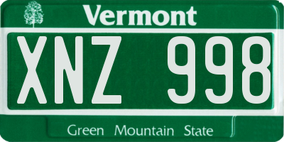 VT license plate XNZ998