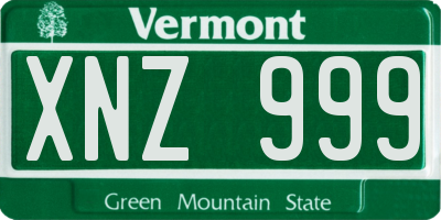 VT license plate XNZ999