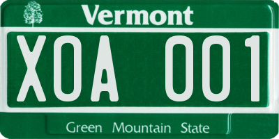 VT license plate XOA001