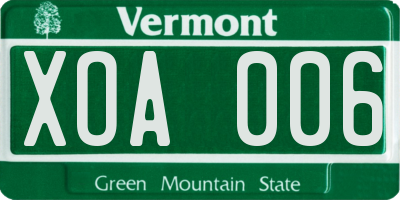 VT license plate XOA006