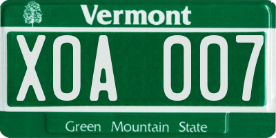 VT license plate XOA007