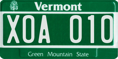 VT license plate XOA010