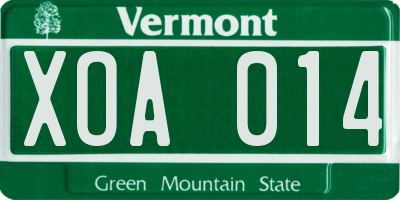VT license plate XOA014