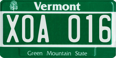 VT license plate XOA016