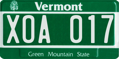 VT license plate XOA017