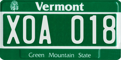 VT license plate XOA018