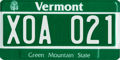 VT license plate XOA021