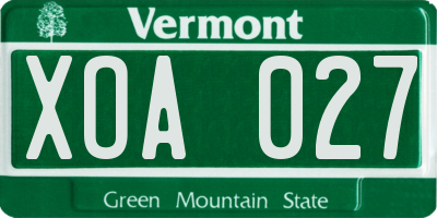 VT license plate XOA027