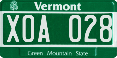VT license plate XOA028