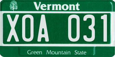 VT license plate XOA031