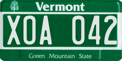 VT license plate XOA042