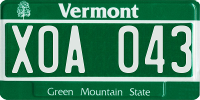 VT license plate XOA043