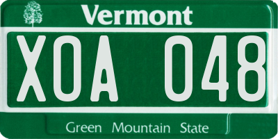VT license plate XOA048