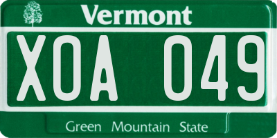 VT license plate XOA049