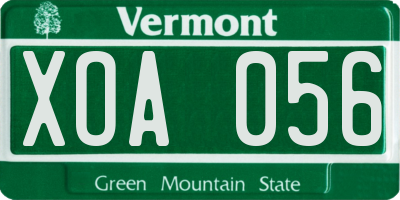 VT license plate XOA056