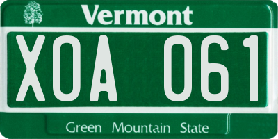VT license plate XOA061