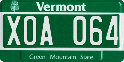 VT license plate XOA064