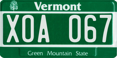 VT license plate XOA067