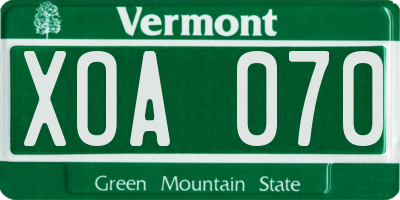 VT license plate XOA070