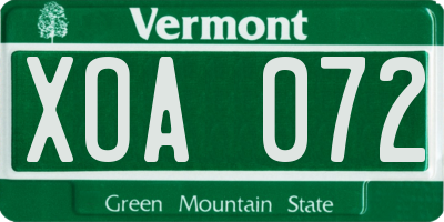 VT license plate XOA072