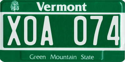 VT license plate XOA074