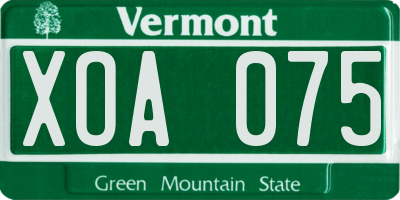 VT license plate XOA075