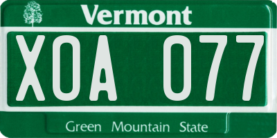 VT license plate XOA077