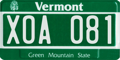 VT license plate XOA081