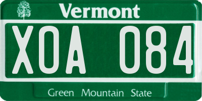 VT license plate XOA084