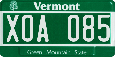 VT license plate XOA085