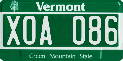 VT license plate XOA086