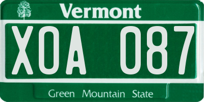 VT license plate XOA087