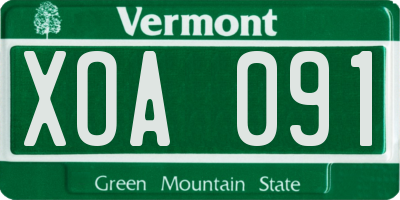 VT license plate XOA091
