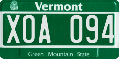 VT license plate XOA094