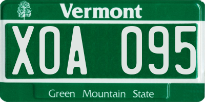 VT license plate XOA095
