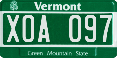VT license plate XOA097