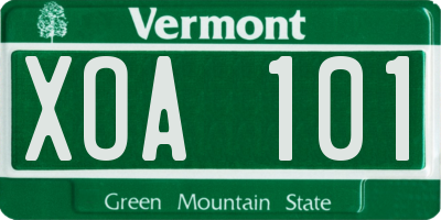 VT license plate XOA101
