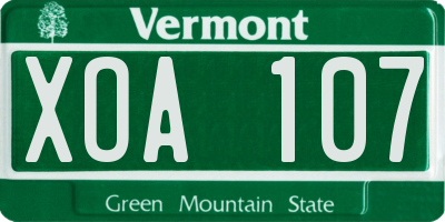 VT license plate XOA107