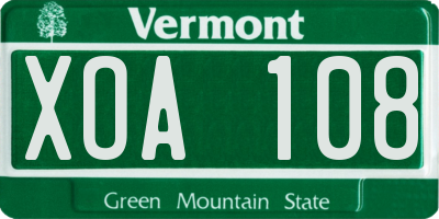 VT license plate XOA108