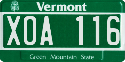 VT license plate XOA116