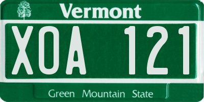 VT license plate XOA121