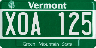 VT license plate XOA125