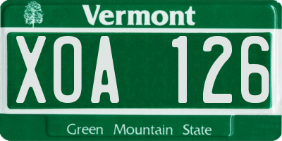 VT license plate XOA126