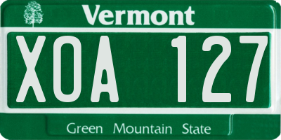VT license plate XOA127